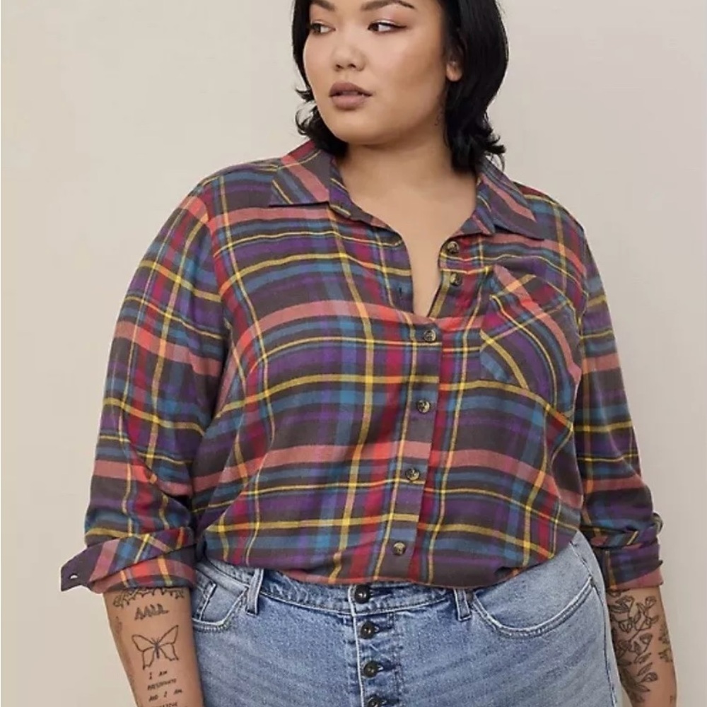 Colorful Plaid Button-Up Shirt